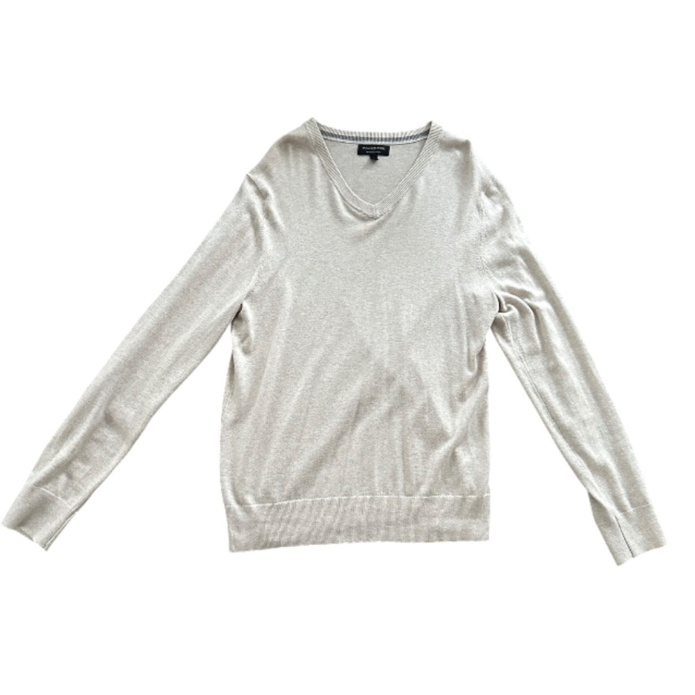 Banana Republic Men's Ivory Cotton Blend V-Neck Sweater Size M